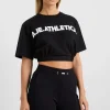 Hot Aje ATHLETICA Elasticated Logo Crop Tee 105 Black