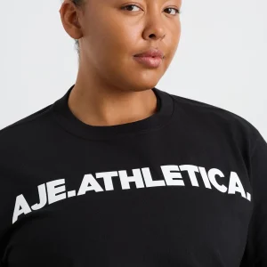 Hot Aje ATHLETICA Elasticated Logo Crop Tee 105 Black