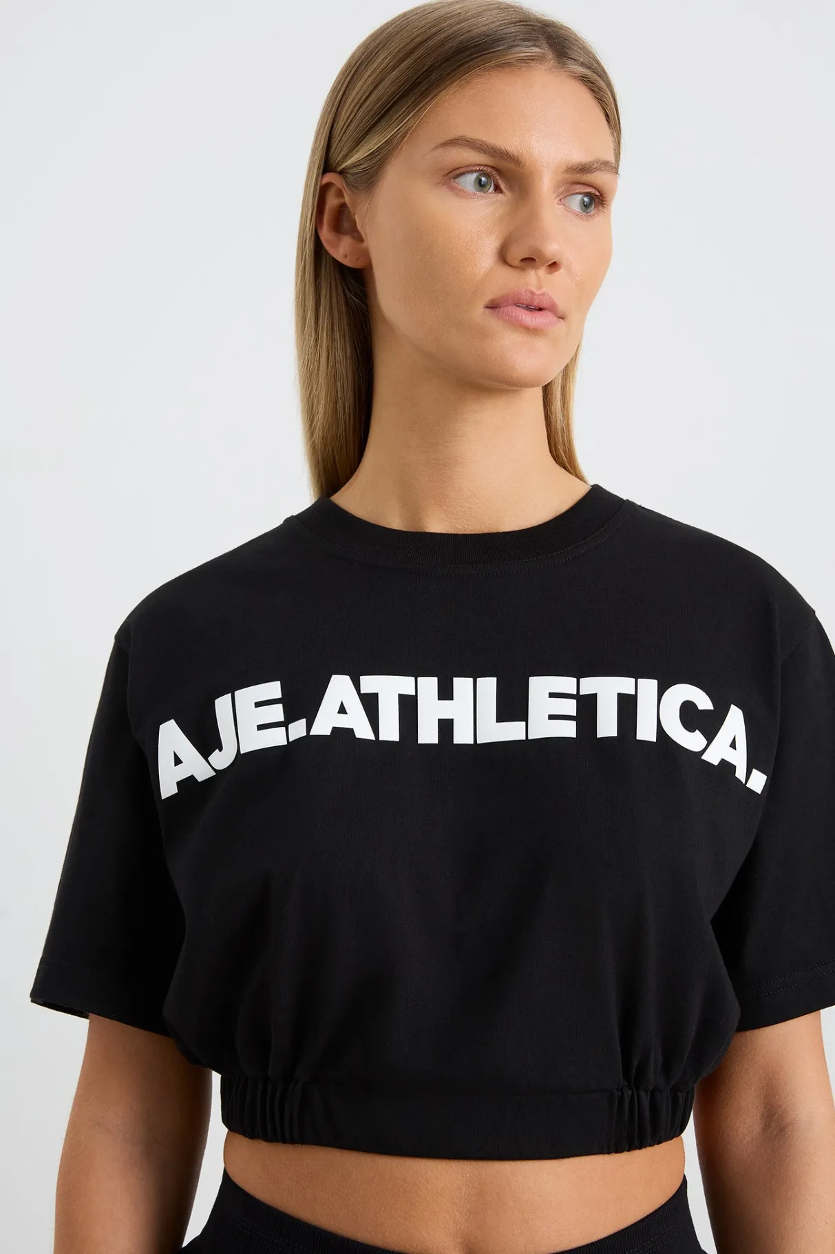 elasticated_logo_crop_tee__3.webp Hot Aje ATHLETICA Elasticated Logo Crop Tee 105 Black
