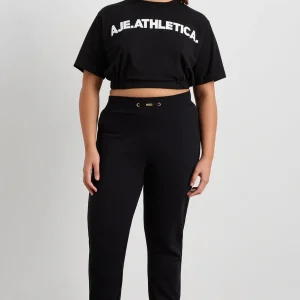 Hot Aje ATHLETICA Elasticated Logo Crop Tee 105 Black