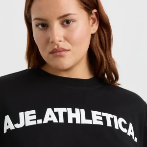 Hot Aje ATHLETICA Elasticated Logo Crop Tee 105 Black