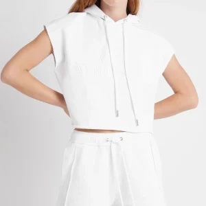 Hot Aje ATHLETICA Embossed Classic Short Sleeve Cropped Hoodie 402 White