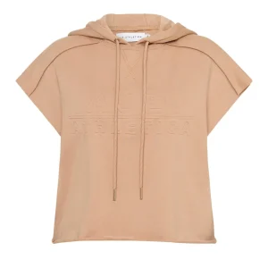 Clearance Aje ATHLETICA Embossed Classic Short Sleeve Cropped Hoodie 402 Sand