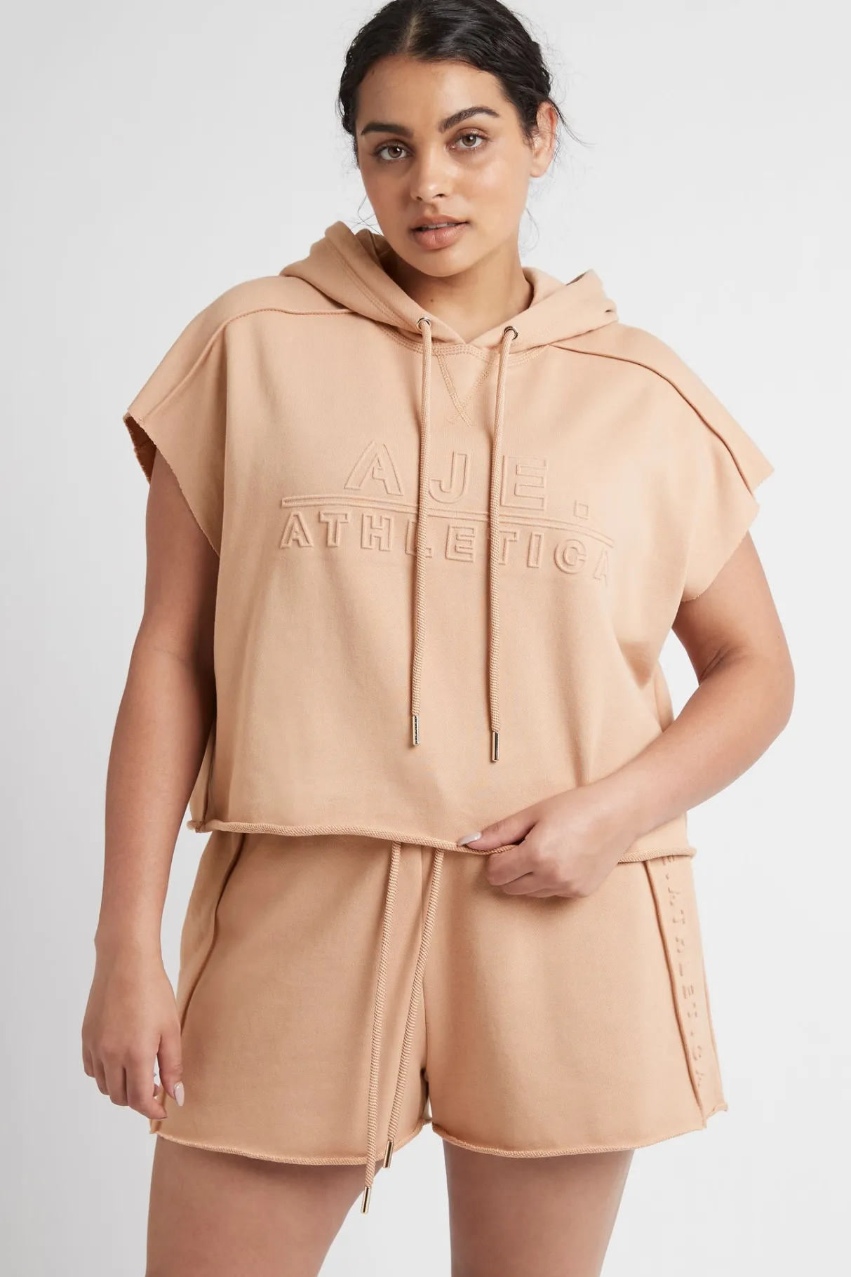 embossed_classic_short_sleeve_cropped_hoodie__11-1.webp Clearance Aje ATHLETICA Embossed Classic Short Sleeve Cropped Hoodie 402 Sand