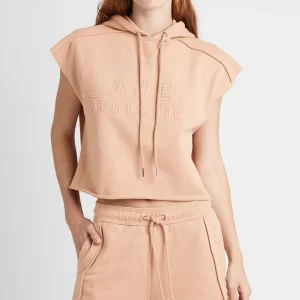 Clearance Aje ATHLETICA Embossed Classic Short Sleeve Cropped Hoodie 402 Sand