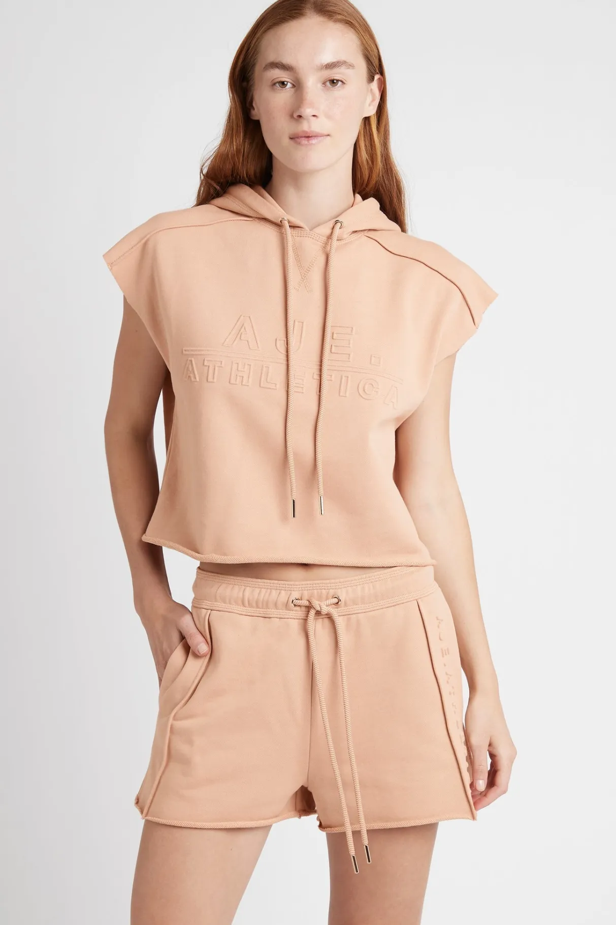 embossed_classic_short_sleeve_cropped_hoodie__2-1.webp Clearance Aje ATHLETICA Embossed Classic Short Sleeve Cropped Hoodie 402 Sand