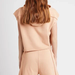 Clearance Aje ATHLETICA Embossed Classic Short Sleeve Cropped Hoodie 402 Sand