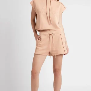 Clearance Aje ATHLETICA Embossed Classic Short Sleeve Cropped Hoodie 402 Sand
