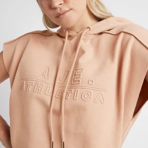 Clearance Aje ATHLETICA Embossed Classic Short Sleeve Cropped Hoodie 402 Sand