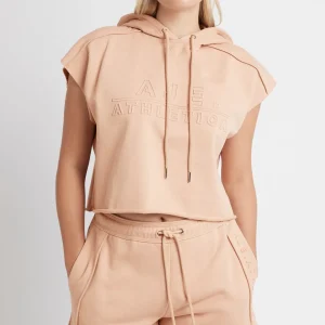 Clearance Aje ATHLETICA Embossed Classic Short Sleeve Cropped Hoodie 402 Sand