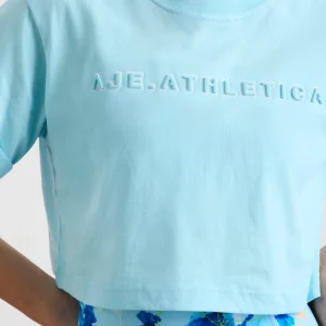 Sale Aje ATHLETICA Embossed Crop Tee 105 Ice Blue/White