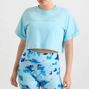 Sale Aje ATHLETICA Embossed Crop Tee 105 Ice Blue/White