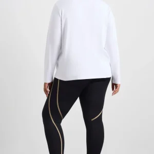 Shop Aje ATHLETICA Embossed Logo Long Sleeve T-Shirt 127 White Soft Khaki