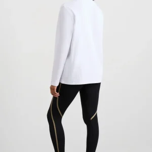 Shop Aje ATHLETICA Embossed Logo Long Sleeve T-Shirt 127 White Soft Khaki
