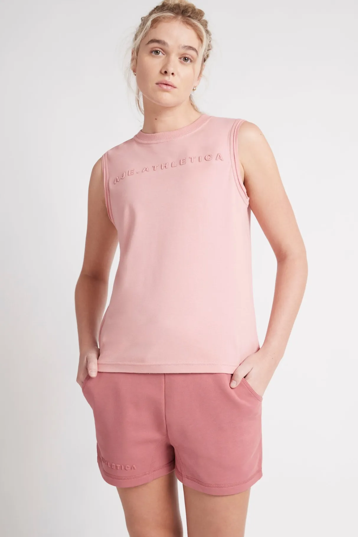 embossed_logo_tank__3.webp Discount Aje ATHLETICA Embossed Logo Tank 101 Rose Quartz/Rose Pink