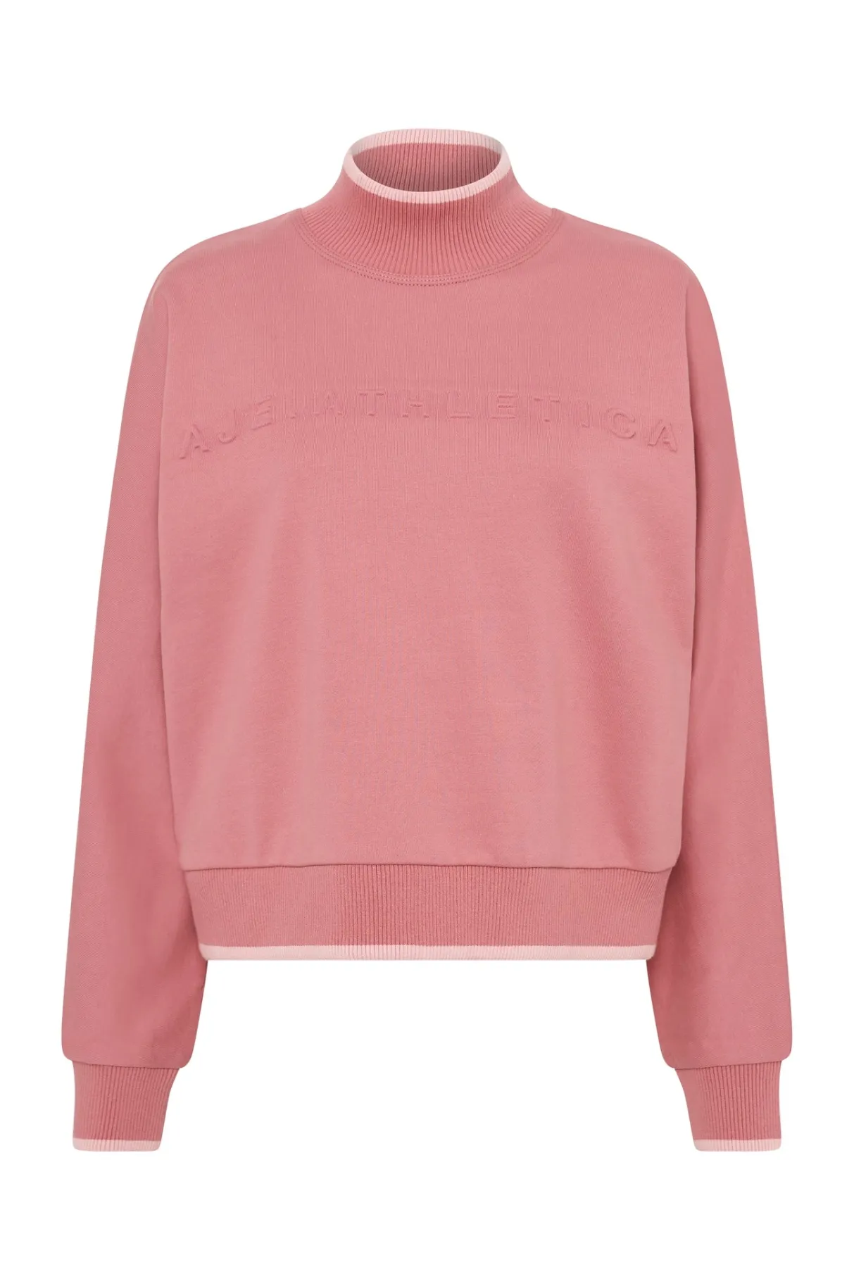 embossed_signature_logo_funnel_neck_jumper__1.webp Best Sale Aje ATHLETICA Embossed Signature Logo Funnel Neck Jumper 412 Rose Pink/Rose Quartz