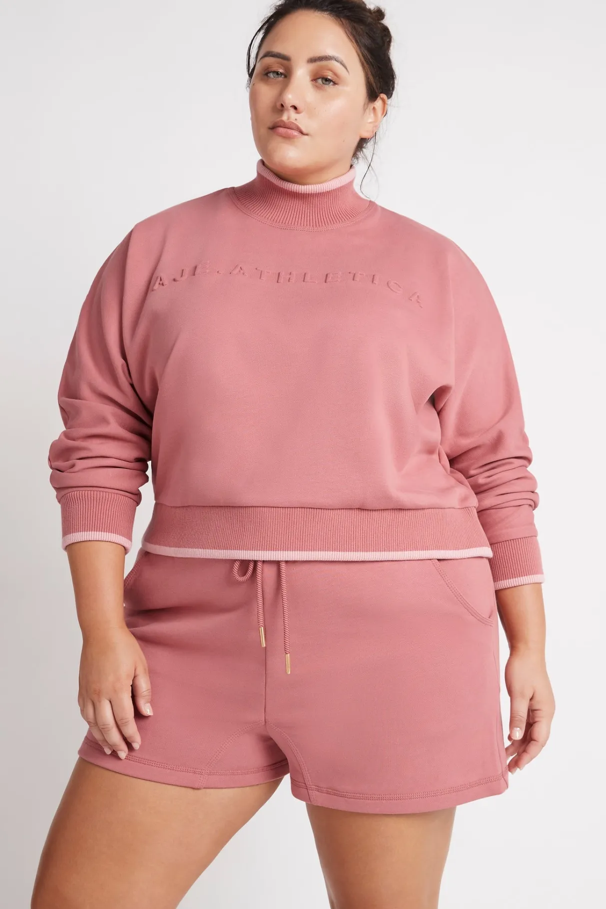 embossed_signature_logo_funnel_neck_jumper__10.webp Best Sale Aje ATHLETICA Embossed Signature Logo Funnel Neck Jumper 412 Rose Pink/Rose Quartz