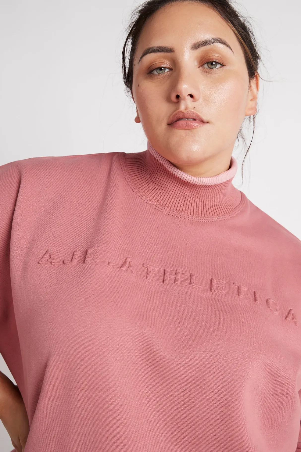 embossed_signature_logo_funnel_neck_jumper__11.webp Best Sale Aje ATHLETICA Embossed Signature Logo Funnel Neck Jumper 412 Rose Pink/Rose Quartz