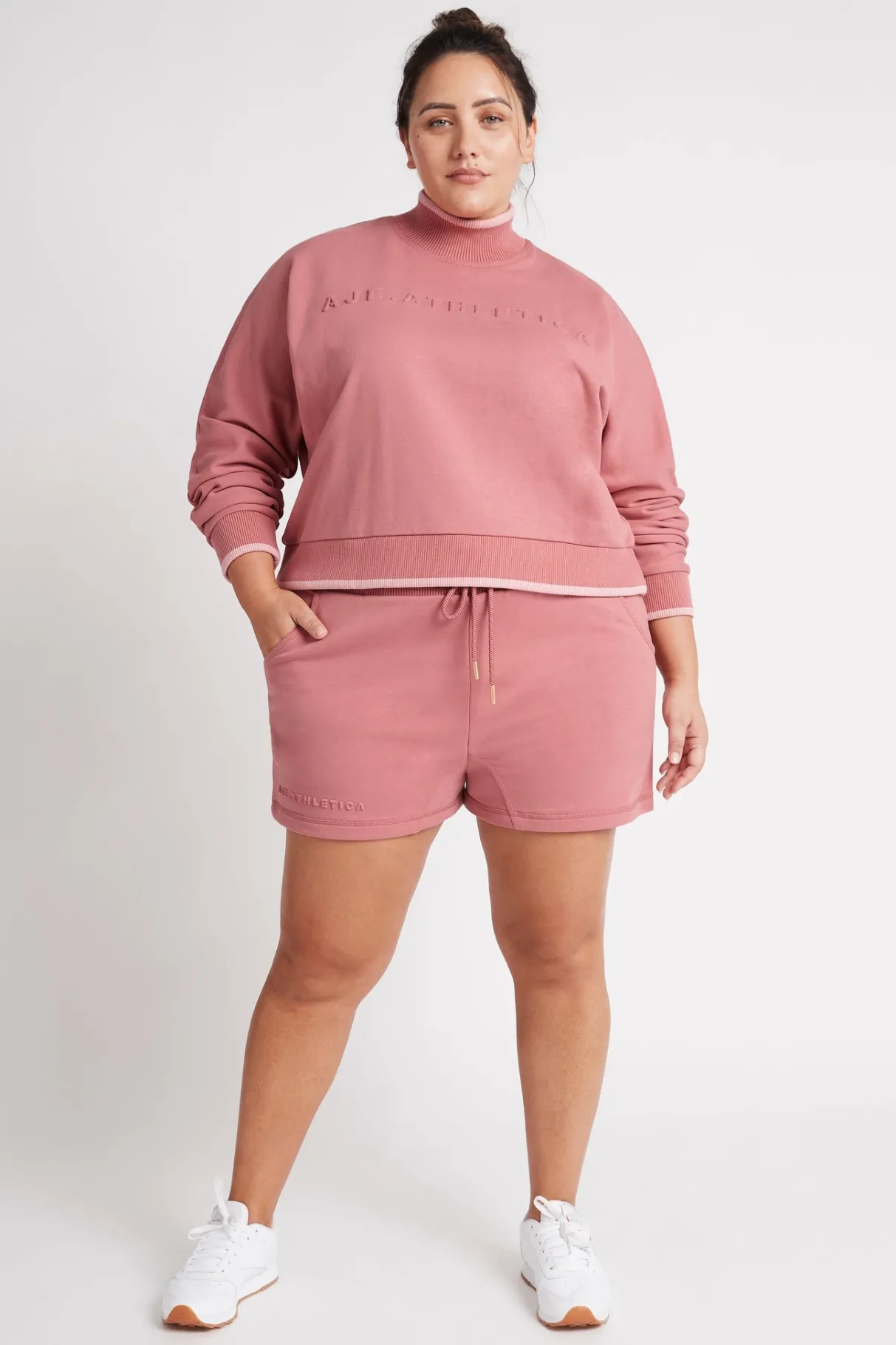embossed_signature_logo_funnel_neck_jumper__13.webp Best Sale Aje ATHLETICA Embossed Signature Logo Funnel Neck Jumper 412 Rose Pink/Rose Quartz
