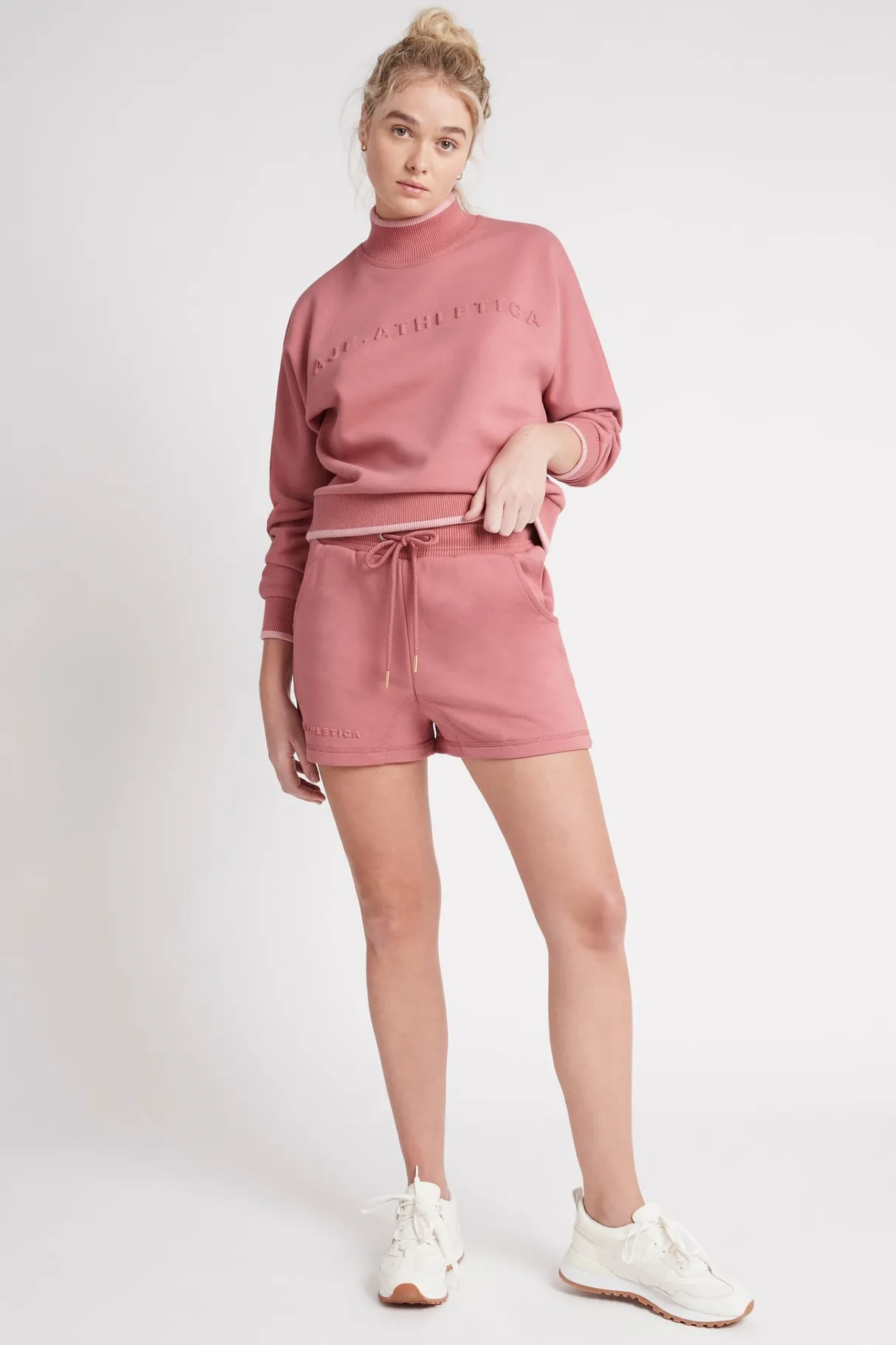 embossed_signature_logo_funnel_neck_jumper__5.webp Best Sale Aje ATHLETICA Embossed Signature Logo Funnel Neck Jumper 412 Rose Pink/Rose Quartz