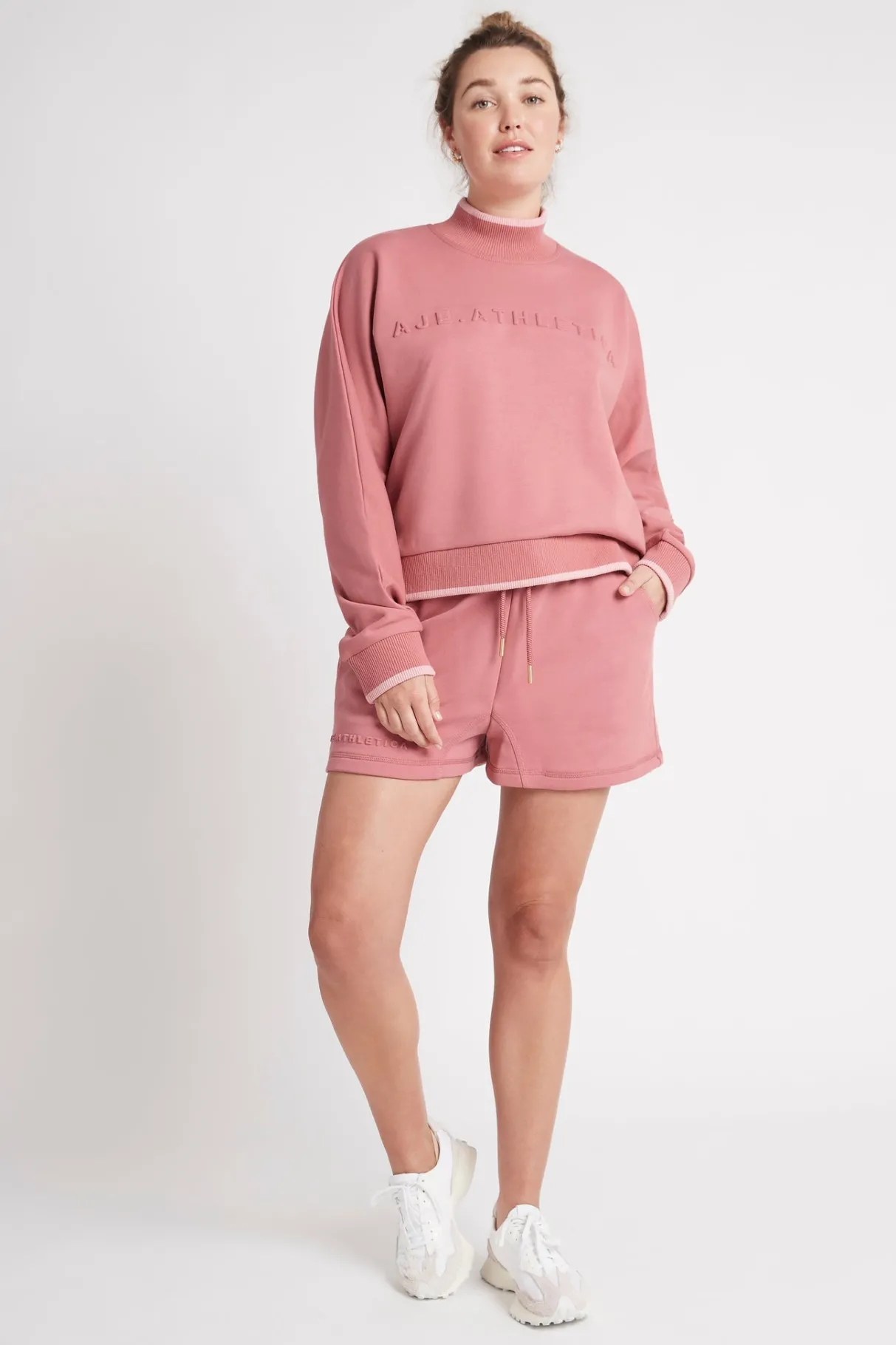 embossed_signature_logo_funnel_neck_jumper__9.webp Best Sale Aje ATHLETICA Embossed Signature Logo Funnel Neck Jumper 412 Rose Pink/Rose Quartz