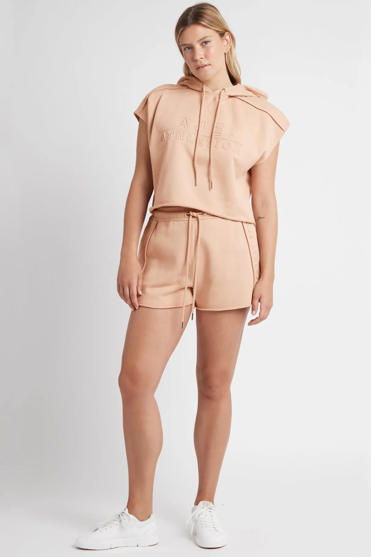embossed_signature_logo_sweat_shorts__10-1.webp Clearance Aje ATHLETICA Embossed Signature Logo Sweat Shorts 603 Sand