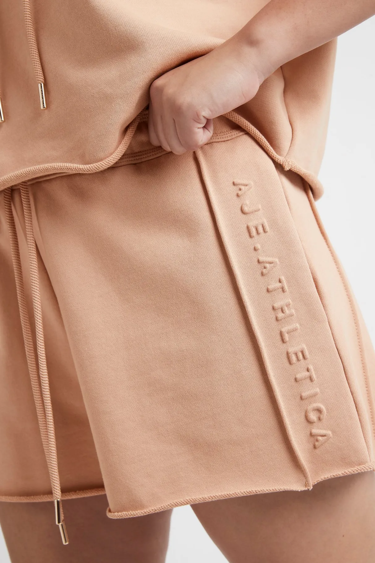 embossed_signature_logo_sweat_shorts__13-1.webp Clearance Aje ATHLETICA Embossed Signature Logo Sweat Shorts 603 Sand