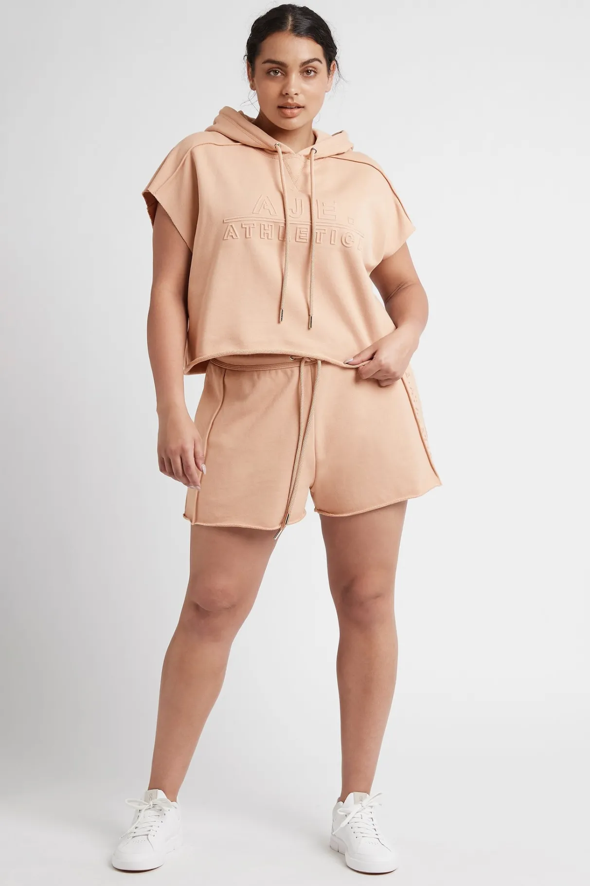 embossed_signature_logo_sweat_shorts__15-1.webp Clearance Aje ATHLETICA Embossed Signature Logo Sweat Shorts 603 Sand