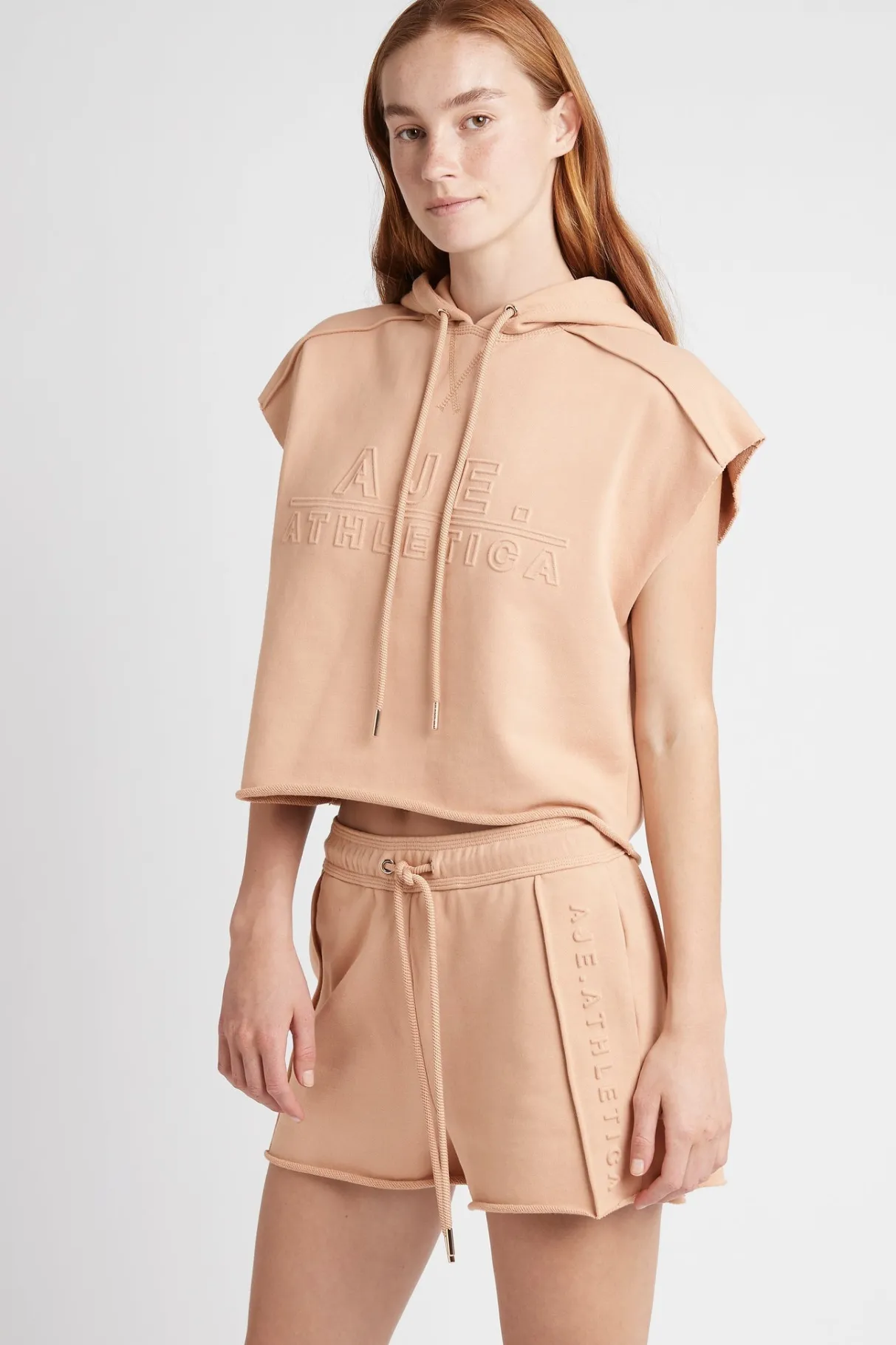 embossed_signature_logo_sweat_shorts__2-1.webp Clearance Aje ATHLETICA Embossed Signature Logo Sweat Shorts 603 Sand