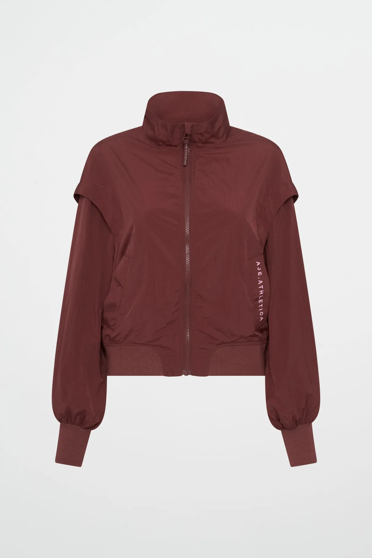 gathered_cut_out_jacket__1.webp Best Sale Aje ATHLETICA Gathered Cut Out Jacket 737 Burnt Burgundy/Bonbon Pink