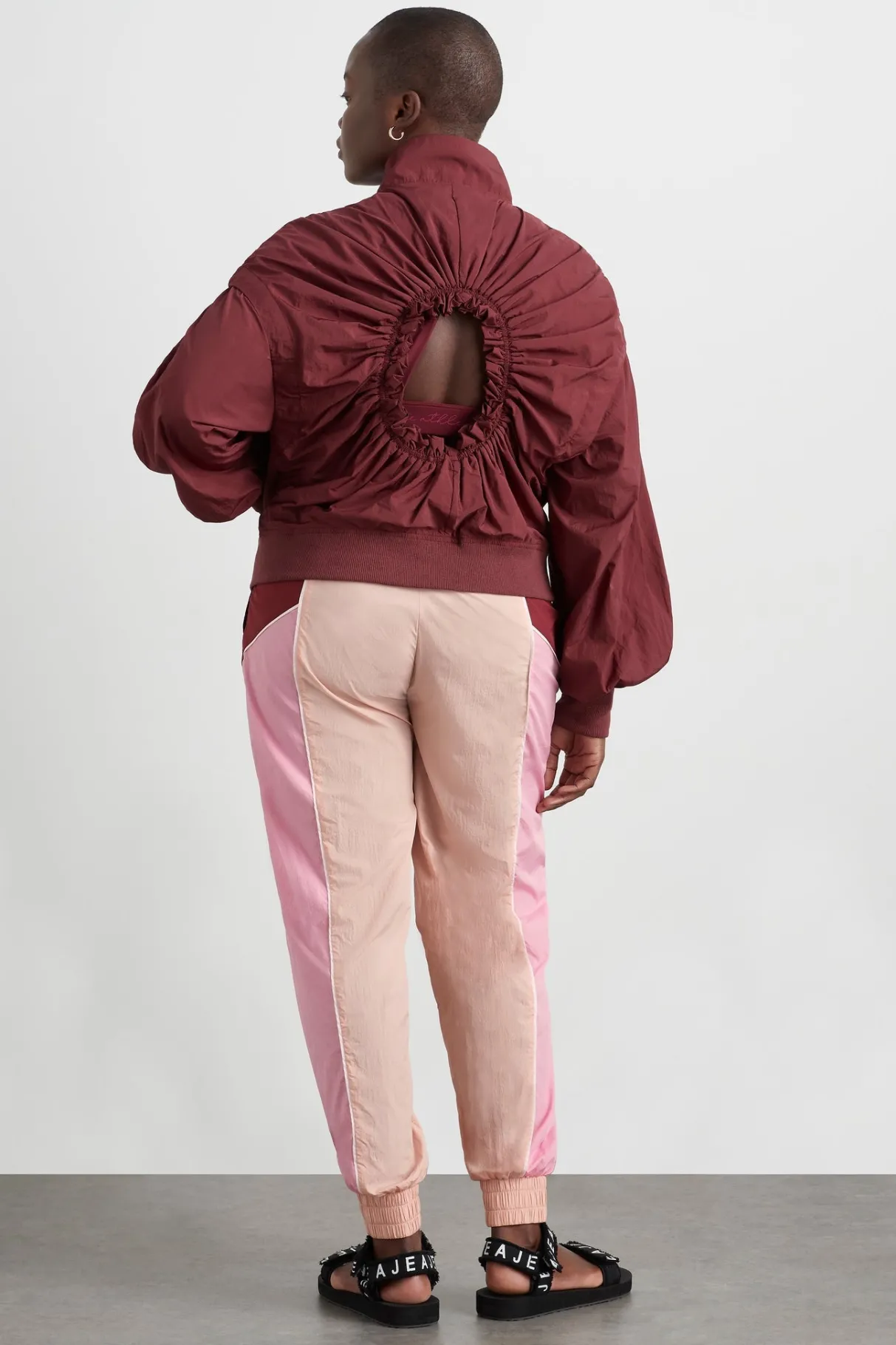 gathered_cut_out_jacket__11.webp Best Sale Aje ATHLETICA Gathered Cut Out Jacket 737 Burnt Burgundy/Bonbon Pink
