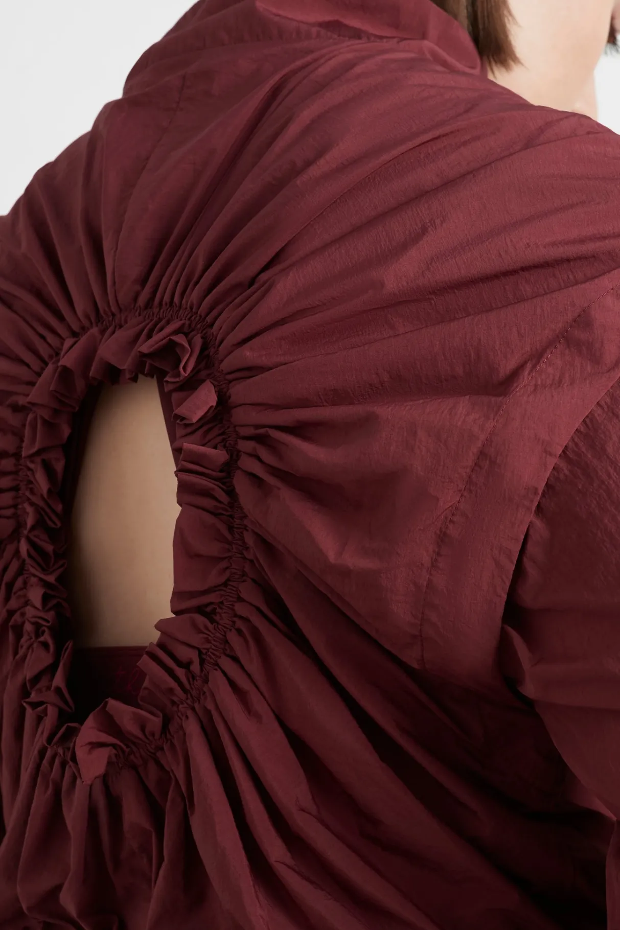 gathered_cut_out_jacket__13.webp Best Sale Aje ATHLETICA Gathered Cut Out Jacket 737 Burnt Burgundy/Bonbon Pink