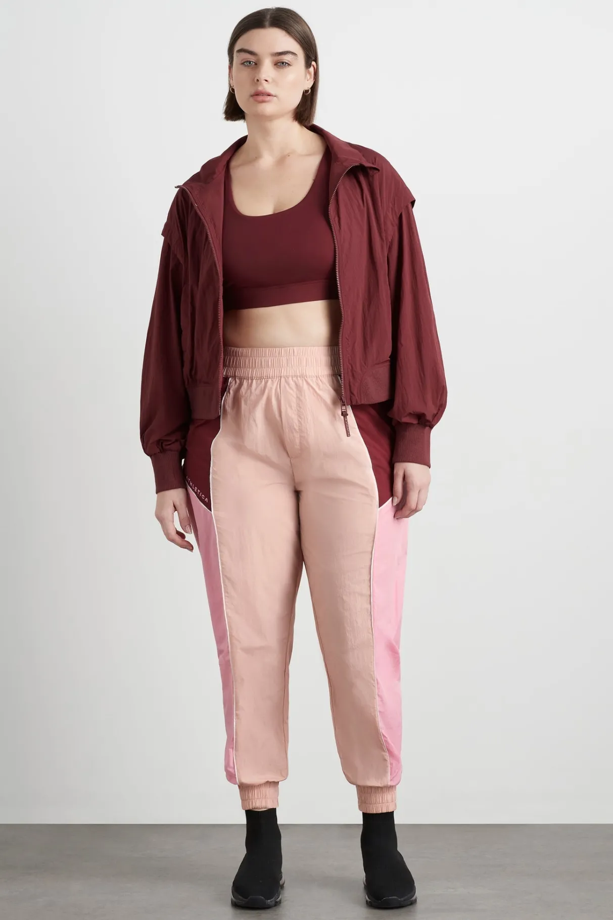 gathered_cut_out_jacket__14.webp Best Sale Aje ATHLETICA Gathered Cut Out Jacket 737 Burnt Burgundy/Bonbon Pink