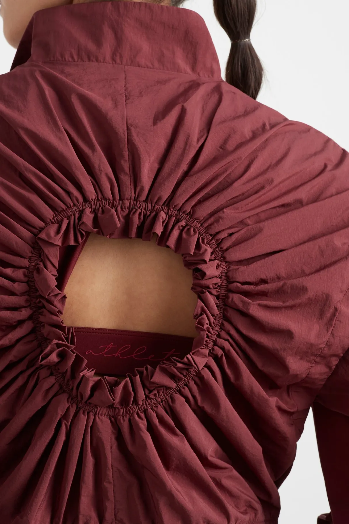 gathered_cut_out_jacket__4.webp Best Sale Aje ATHLETICA Gathered Cut Out Jacket 737 Burnt Burgundy/Bonbon Pink