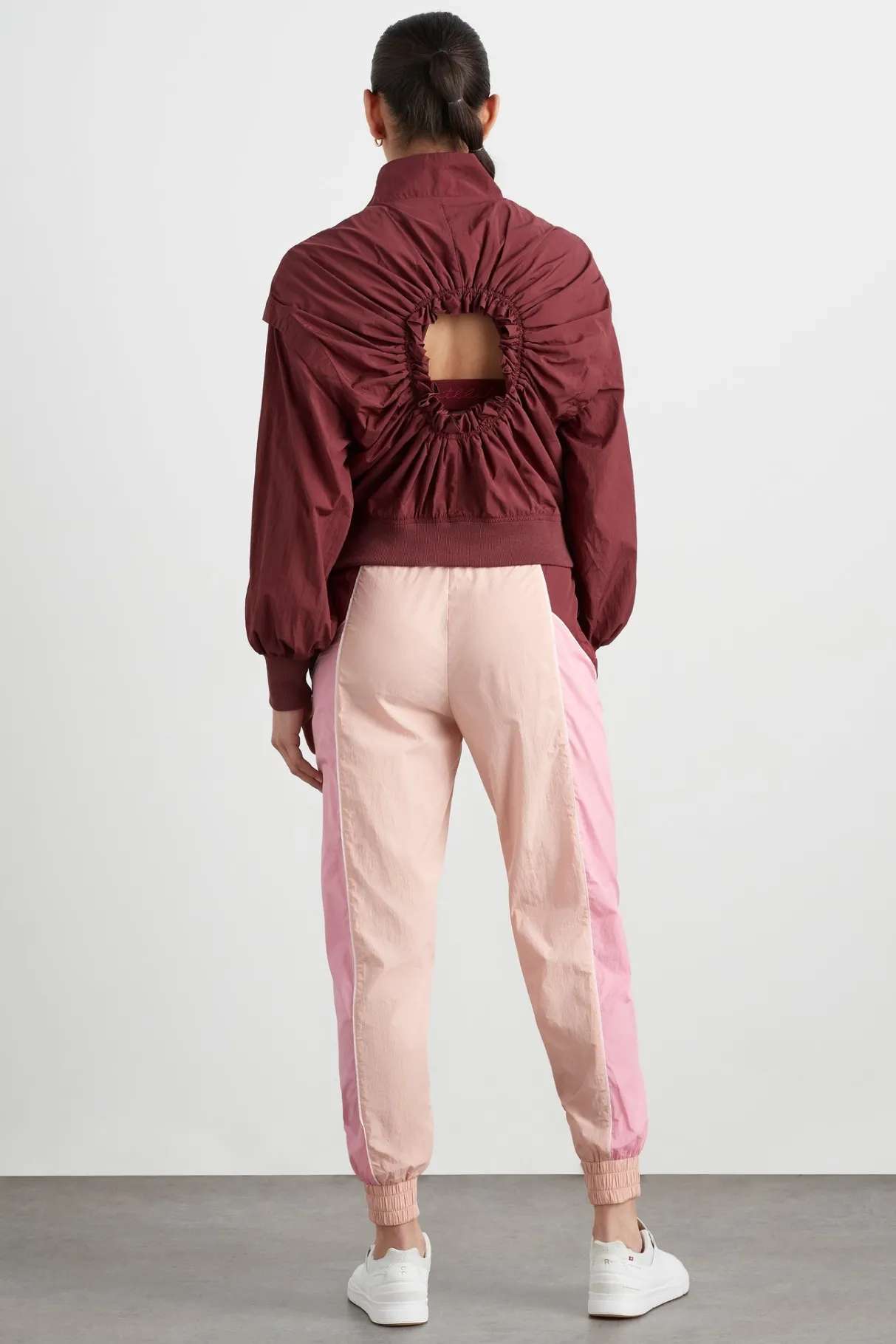 gathered_cut_out_jacket__5.webp Best Sale Aje ATHLETICA Gathered Cut Out Jacket 737 Burnt Burgundy/Bonbon Pink