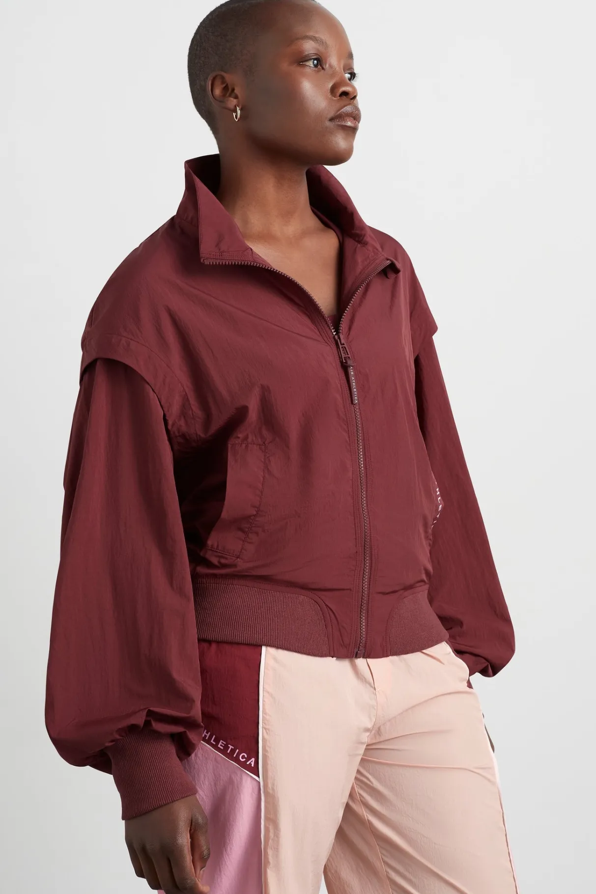 gathered_cut_out_jacket__6.webp Best Sale Aje ATHLETICA Gathered Cut Out Jacket 737 Burnt Burgundy/Bonbon Pink