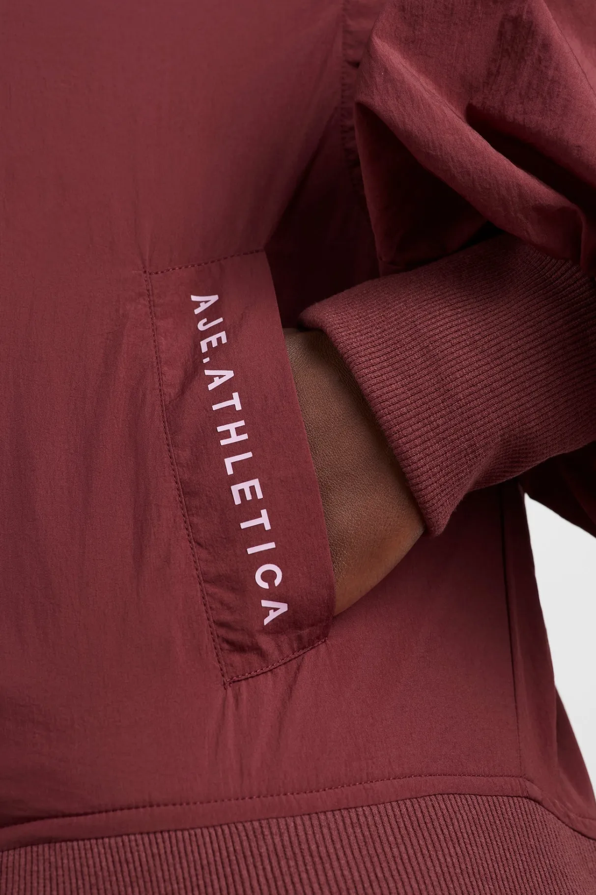 gathered_cut_out_jacket__9.webp Best Sale Aje ATHLETICA Gathered Cut Out Jacket 737 Burnt Burgundy/Bonbon Pink