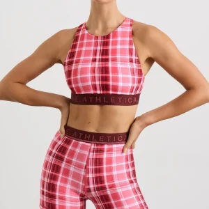 Best Aje ATHLETICA High Neck Sports Bra 374 Blurred Pink Check