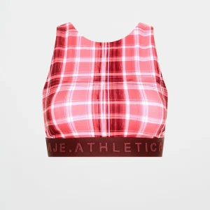 Best Aje ATHLETICA High Neck Sports Bra 374 Blurred Pink Check