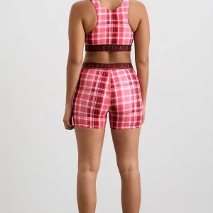 Best Aje ATHLETICA High Neck Sports Bra 374 Blurred Pink Check