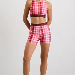 Best Aje ATHLETICA High Neck Sports Bra 374 Blurred Pink Check