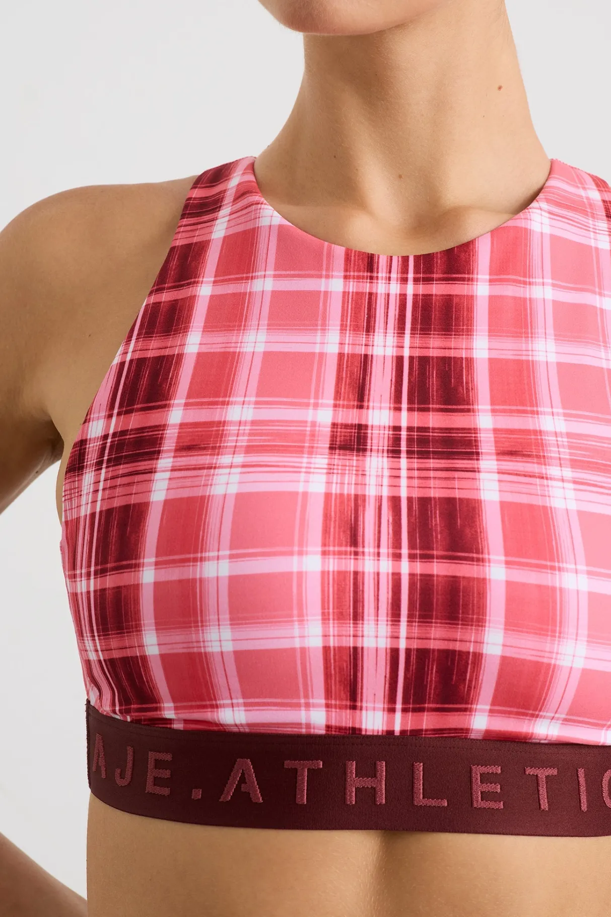 high_neck_sports_bra__3-1.webp Best Aje ATHLETICA High Neck Sports Bra 374 Blurred Pink Check