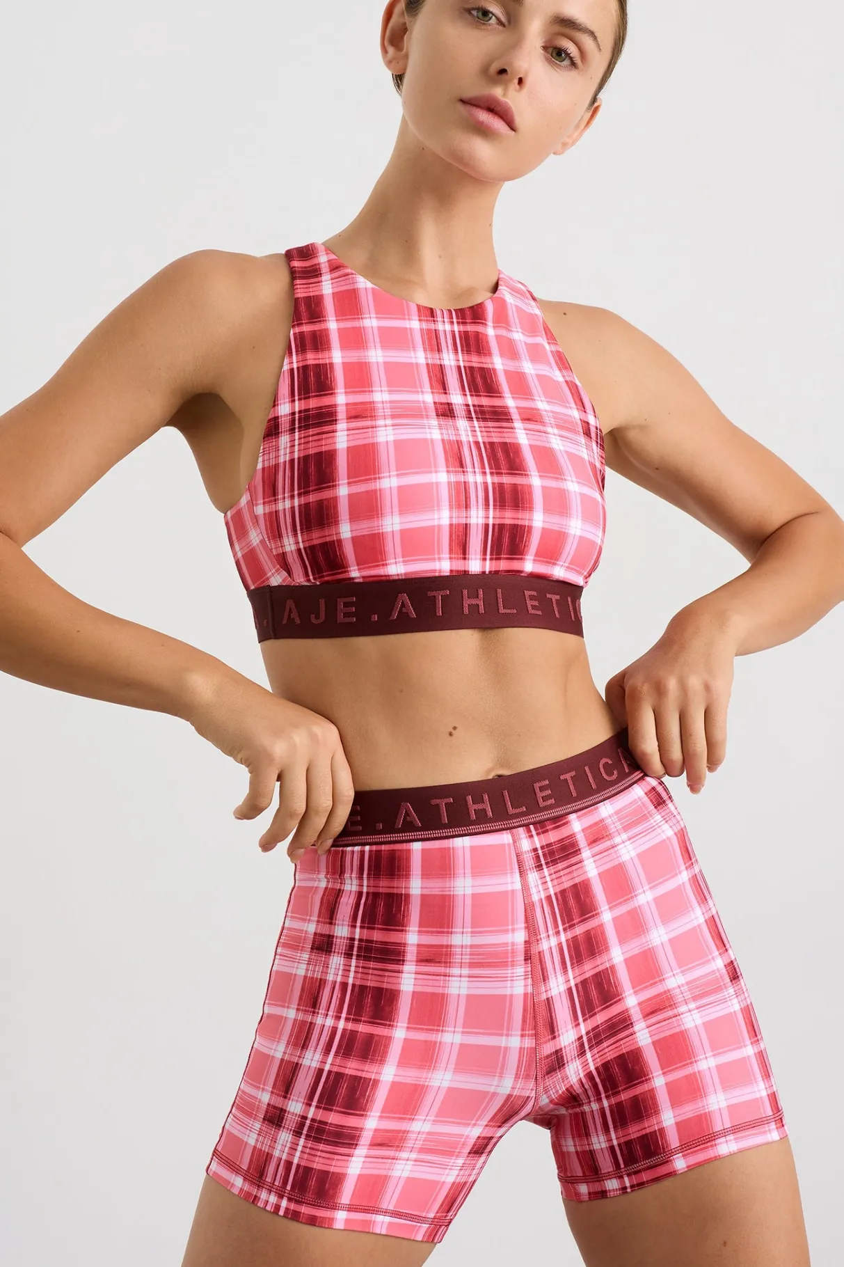 high_neck_sports_bra__4-1.webp Best Aje ATHLETICA High Neck Sports Bra 374 Blurred Pink Check