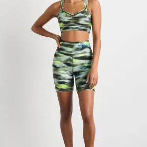 Store Aje ATHLETICA High Rise Bike Shorts 607 Khaki Brushstroke