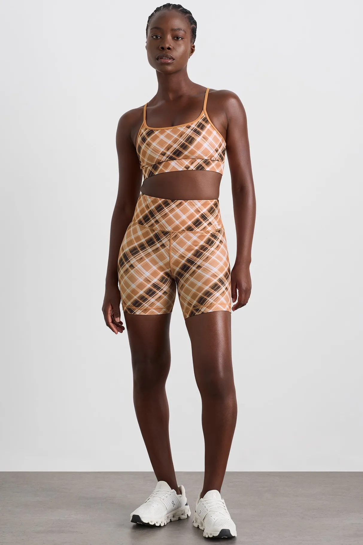 high_rise_bike_shorts__0-4.webp Online Aje ATHLETICA High Rise Bike Shorts 607 Blurred Tan Check