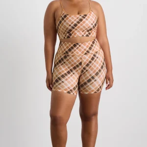 Online Aje ATHLETICA High Rise Bike Shorts 607 Blurred Tan Check