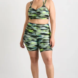 Store Aje ATHLETICA High Rise Bike Shorts 607 Khaki Brushstroke