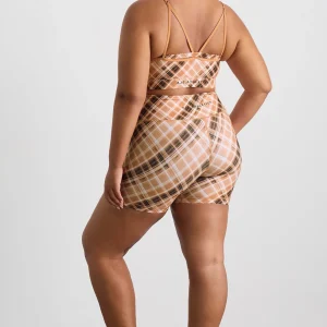 Online Aje ATHLETICA High Rise Bike Shorts 607 Blurred Tan Check