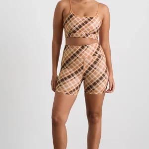 Online Aje ATHLETICA High Rise Bike Shorts 607 Blurred Tan Check