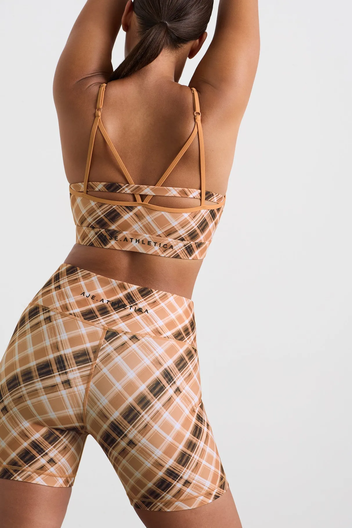 high_rise_bike_shorts__8-4.webp Online Aje ATHLETICA High Rise Bike Shorts 607 Blurred Tan Check